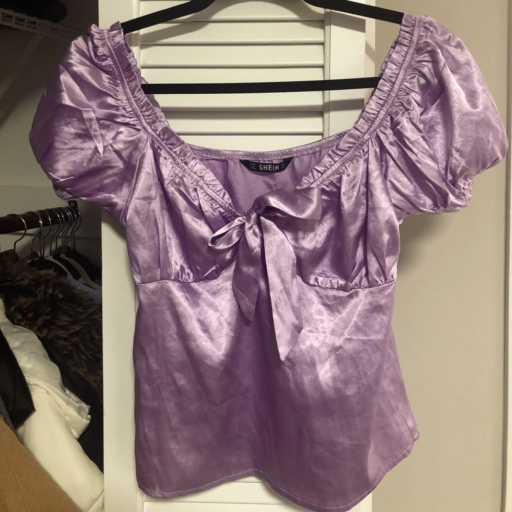 Shein Purple Puff Sleeve Top